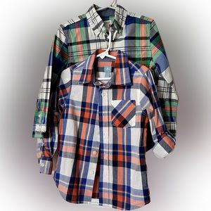 Boys Plaid Botton-down Shirts, Set of 2, Size 4T